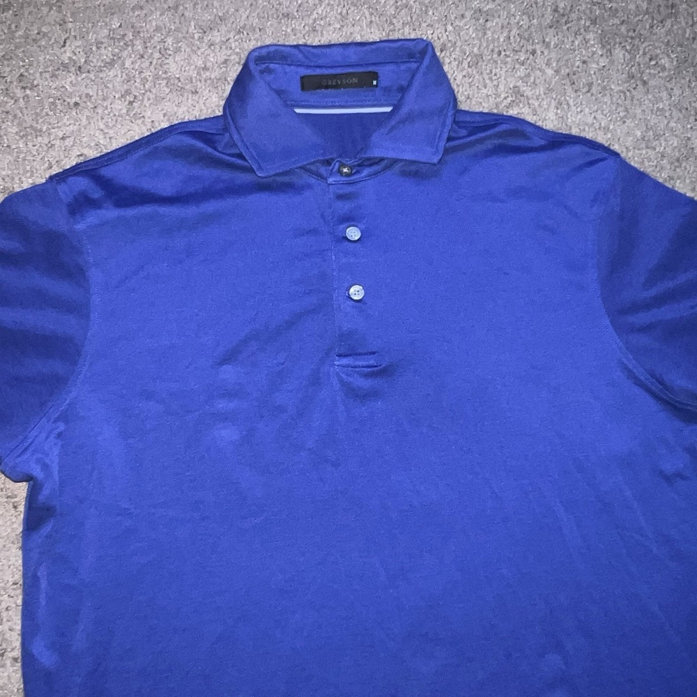 Greyson Polo Shirt Mens Medium Solid Blue Golf  Performance